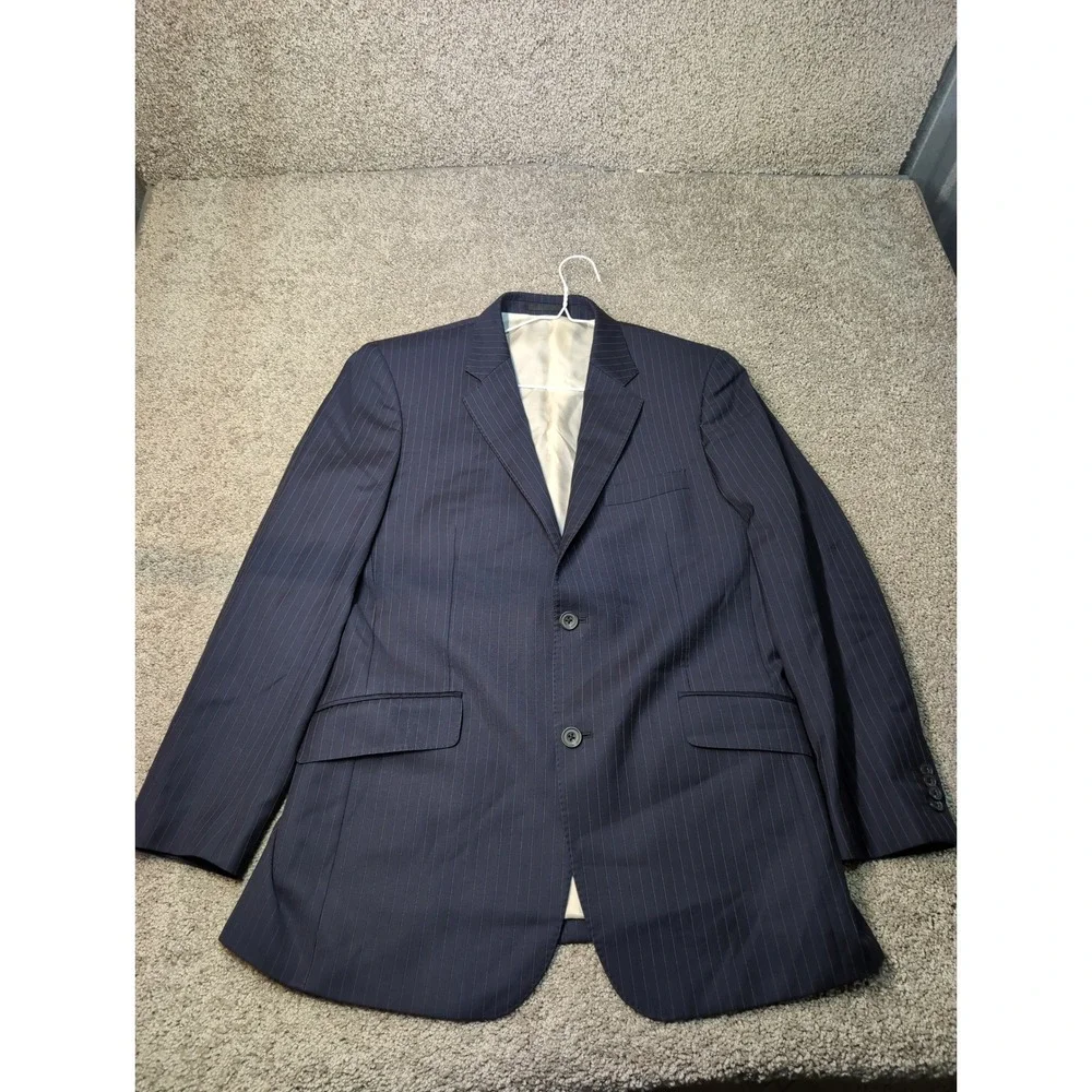 TM Lewin Mens Navy Pinstripe Blazer Super 120s Merino Wool‎ Suit Jacket 42R